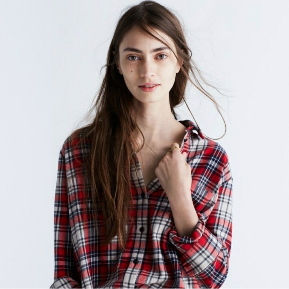 MADEWELL. Plaid Flannel Ex-BF Shirt.